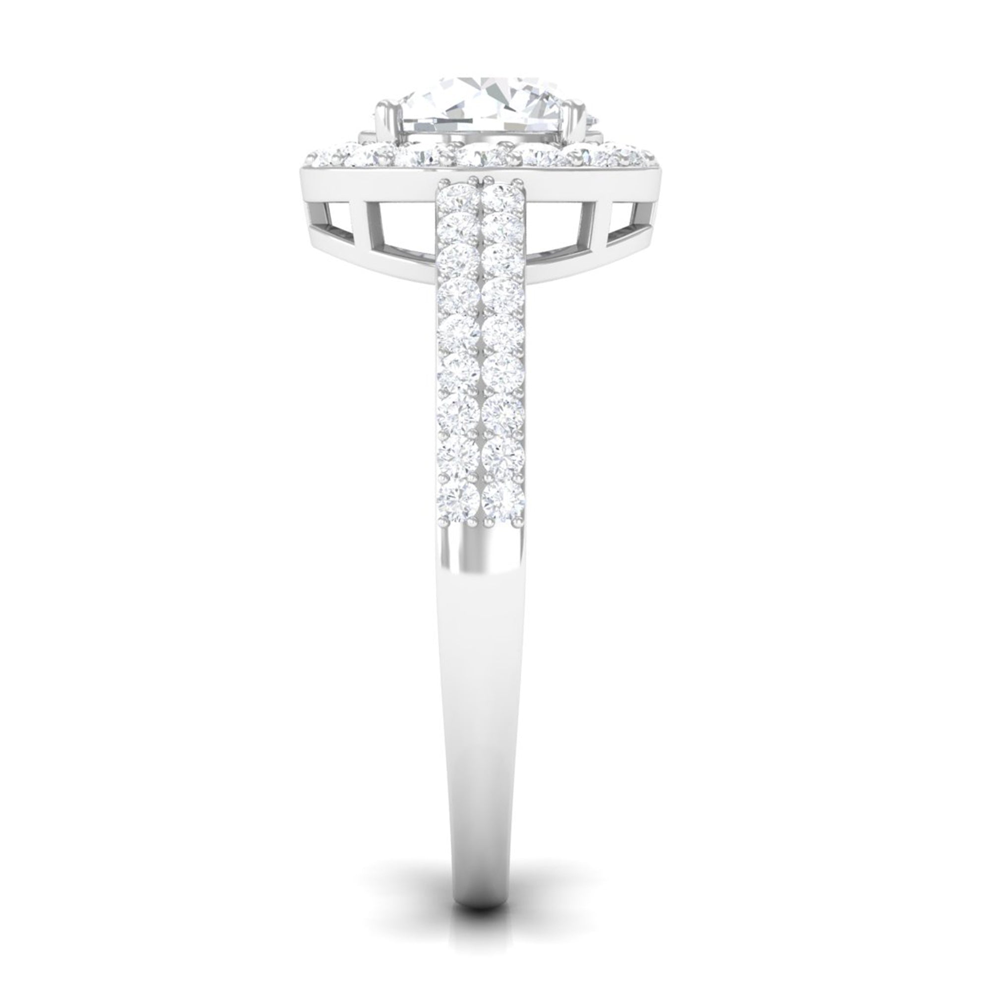 2.25 CT Round Cubic Zirconia Halo Engagement Ring AAAA - Rosec Jewels
