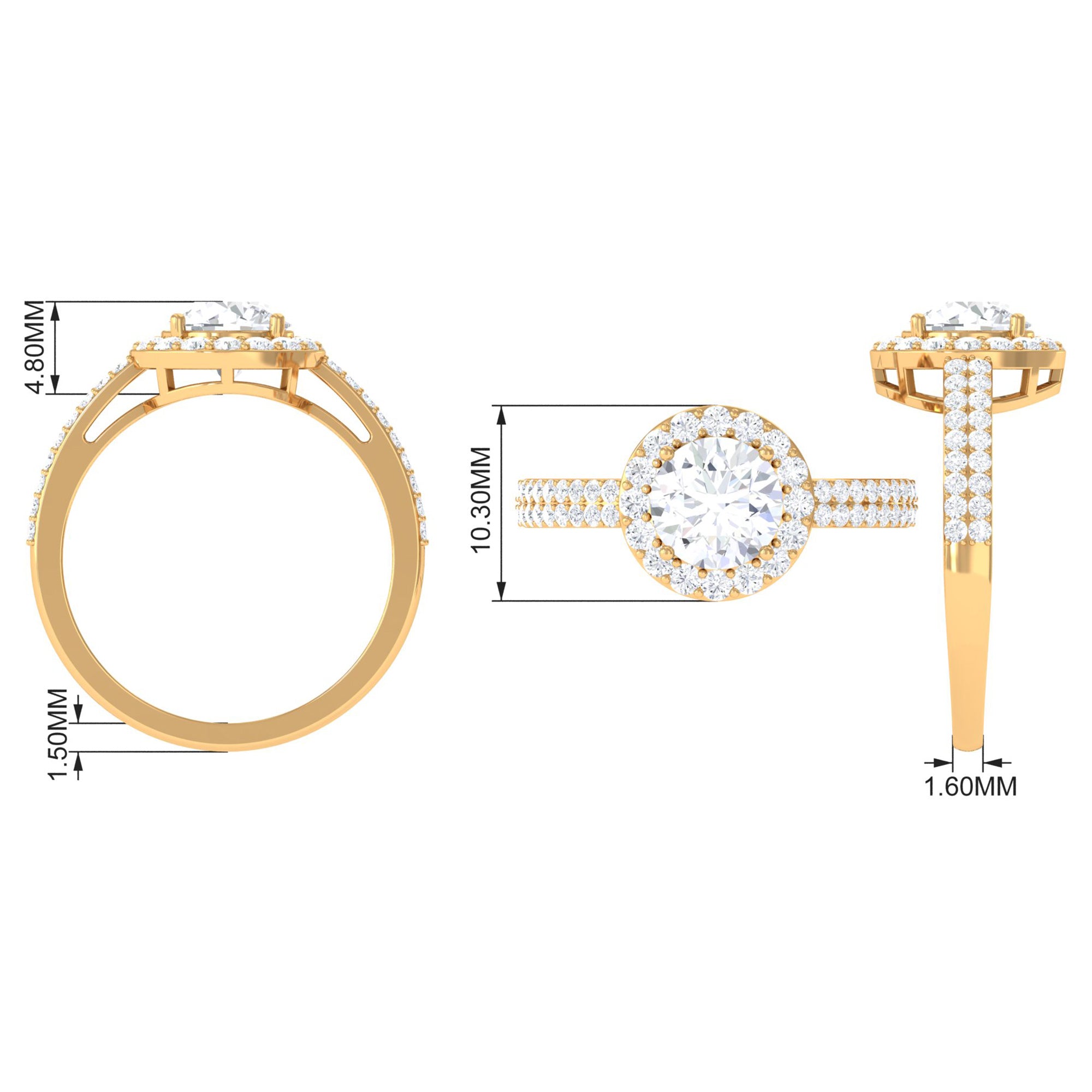 2.25 CT Round Cubic Zirconia Halo Engagement Ring AAAA - Rosec Jewels