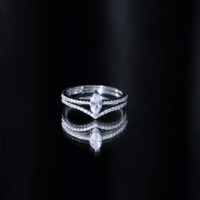 Certified Marquise Cut Zircon Wedding Ring Set for Women AAAA - Rosec Jewels