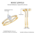 Certified Marquise Cut Zircon Wedding Ring Set for Women AAAA - Rosec Jewels