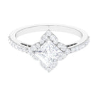 1.75 CT Princess Cut Zircon Engagement Ring Floral Halo AAAA - Rosec Jewels