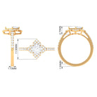 1.75 CT Princess Cut Zircon Engagement Ring Floral Halo AAAA - Rosec Jewels