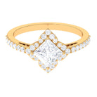 1.75 CT Princess Cut Zircon Engagement Ring Floral Halo AAAA - Rosec Jewels