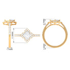 1.75 CT Princess Cut Zircon Engagement Ring Floral Halo AAAA - Rosec Jewels