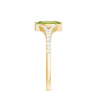 Natural 0.7 Carat Marquise Shape Peridot Promise Ring with Diamond Split Shank AAA - Rosec Jewels