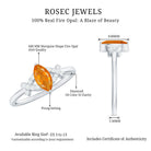 0.3 Carat Fire Opal Marquise Solitaire Ring with Diamond AAA - Rosec Jewels