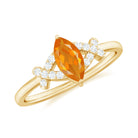 0.3 Carat Fire Opal Marquise Solitaire Ring with Diamond AAA - Rosec Jewels
