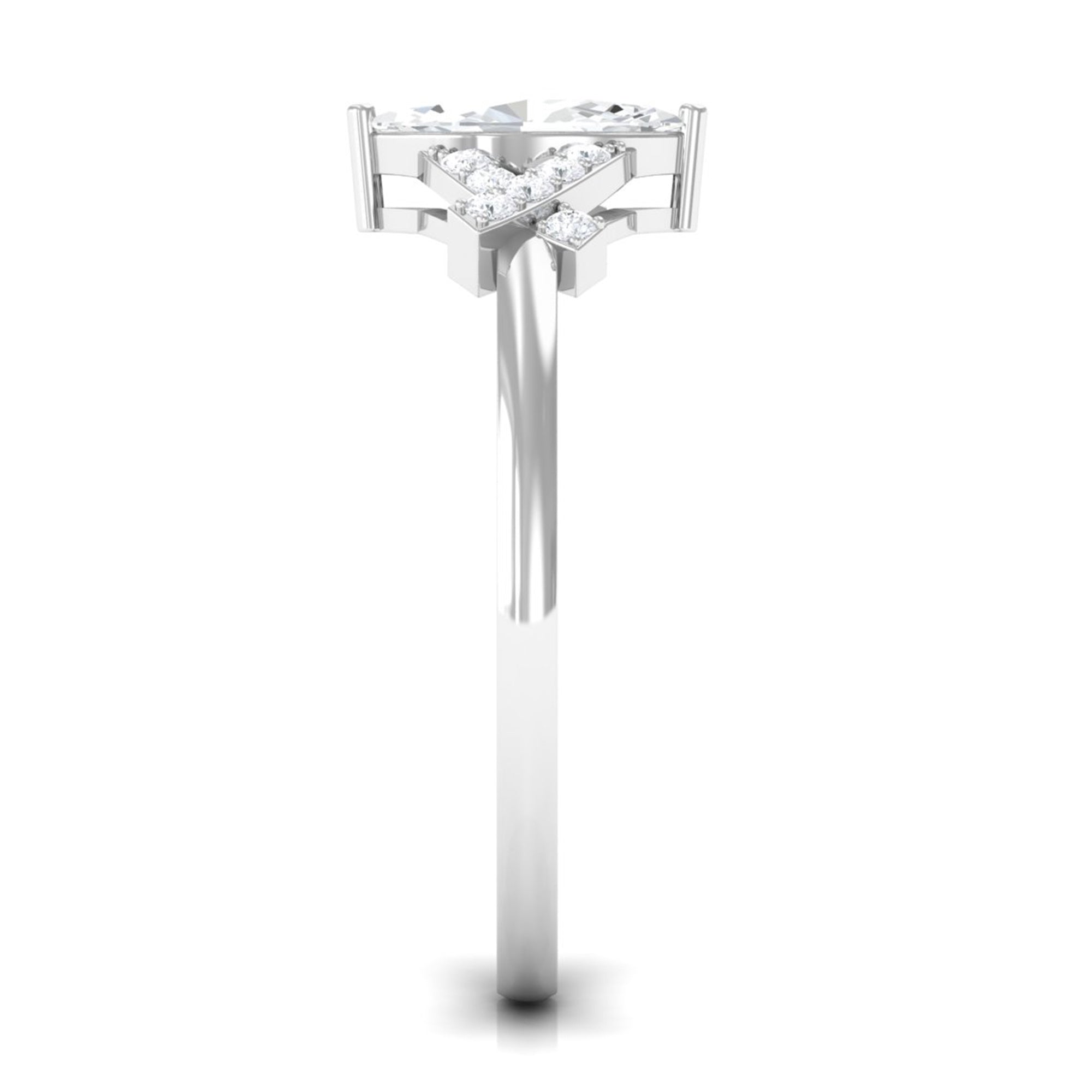 1 CT Marquise Cut Zircon Engagement Ring with Split Shank AAAA - Rosec Jewels
