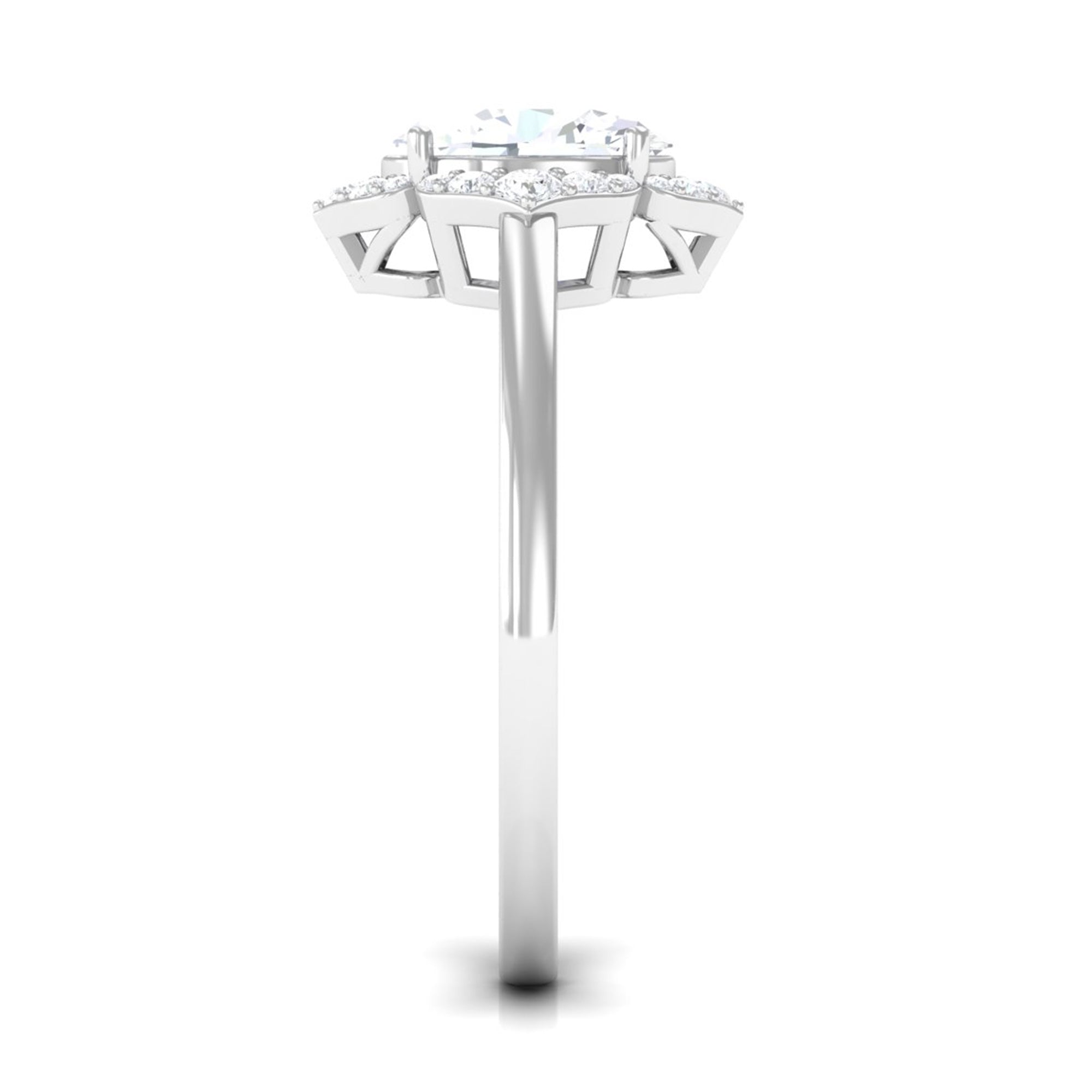 2.25 CT Prong Set Oval Zircon Flower Engagement Ring AAAA - Rosec Jewels