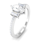 1.25 CT Zircon Three Stone Engagement Ring with Side Stones AAAA - Rosec Jewels