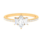 1.25 CT Zircon Three Stone Engagement Ring with Side Stones AAAA - Rosec Jewels