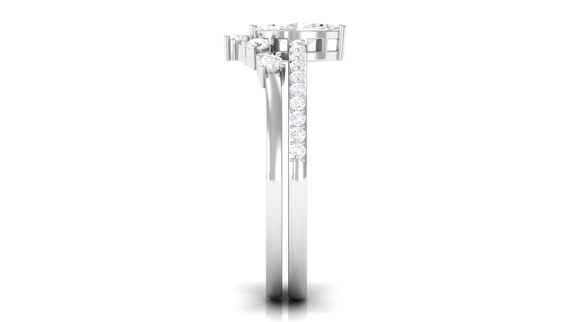 1.25 CT Marquise and Round Cut Zircon Solitaire Bridal Ring Set AAAA - Rosec Jewels