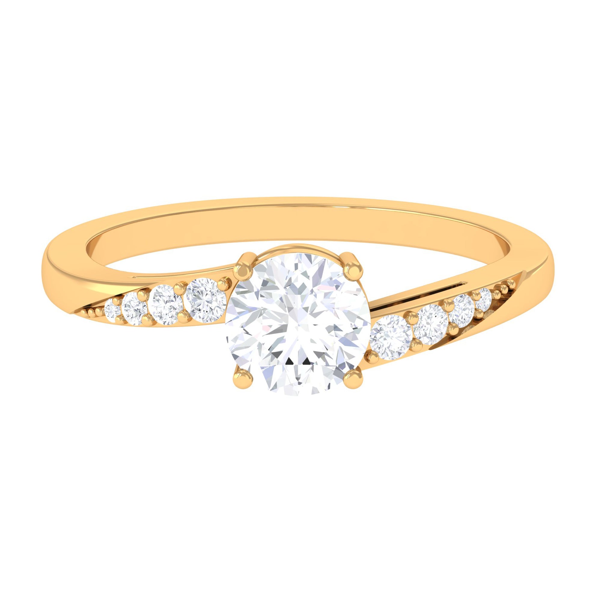 1 Carat Certified Solitaire Cubic Zirconia Bypass Engagement Ring AAAA - Rosec Jewels
