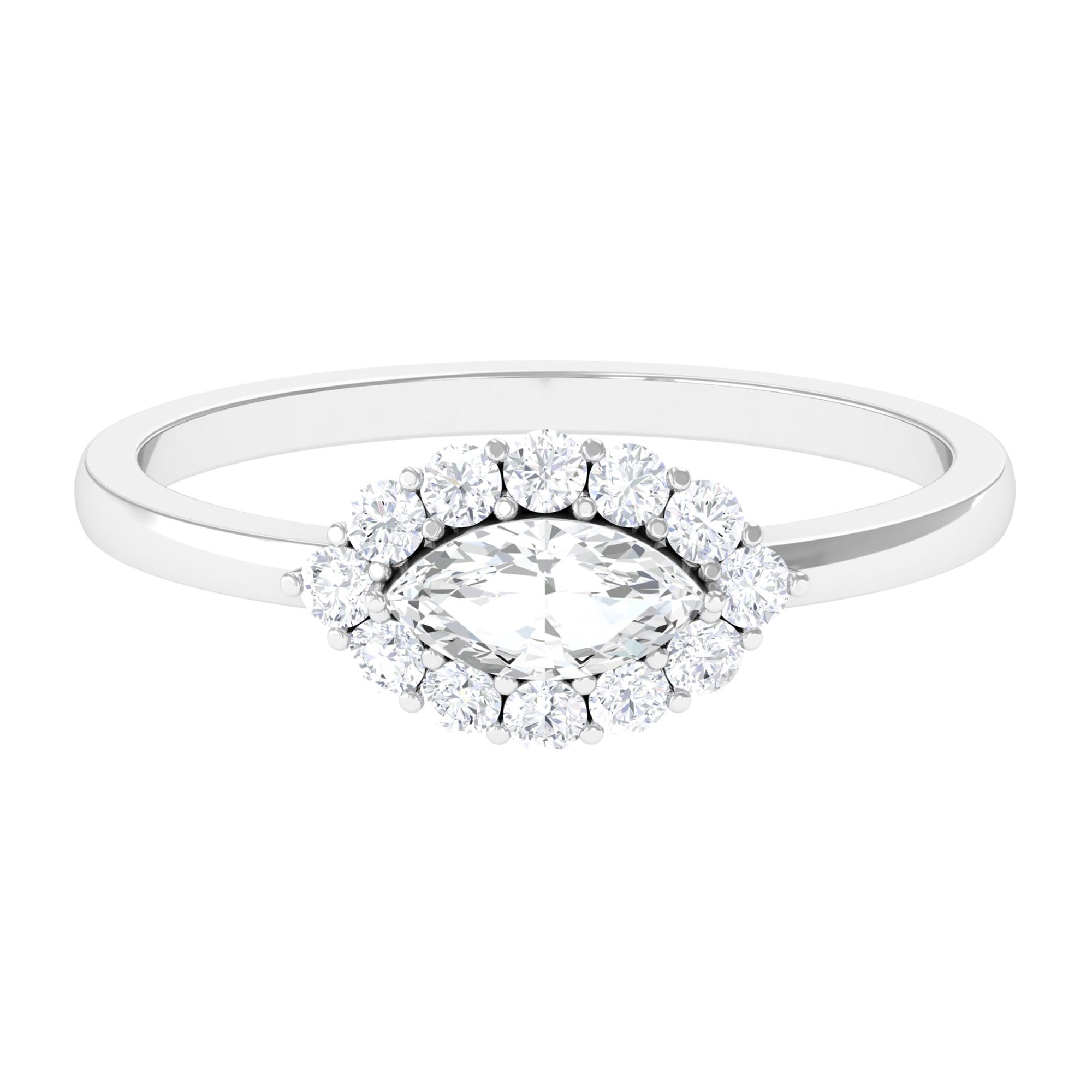 1 CT Marquise Cut Zircon East West Engagement Ring AAAA - Rosec Jewels