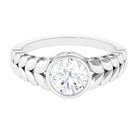 1.3 Carat Bezel Set Cubic Zirconia Leaf Engagement Ring AAAA - Rosec Jewels