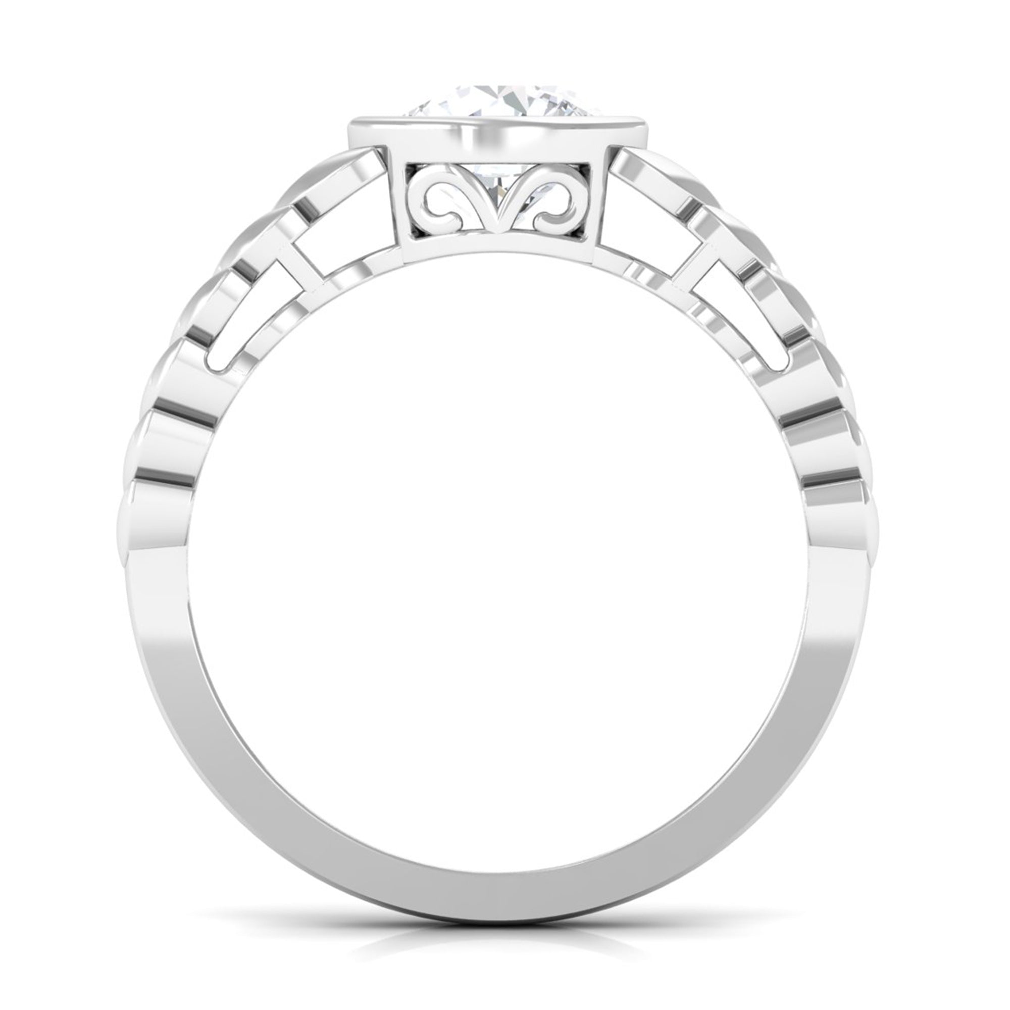 1.3 Carat Bezel Set Cubic Zirconia Leaf Engagement Ring AAAA - Rosec Jewels