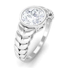 1.3 Carat Bezel Set Cubic Zirconia Leaf Engagement Ring AAAA - Rosec Jewels