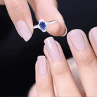 Rosec Jewels-Natural 0.6 Carat Blue Sapphire Oval Engagement Ring with Diamond