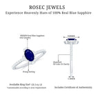Rosec Jewels-Natural 0.6 Carat Blue Sapphire Oval Engagement Ring with Diamond