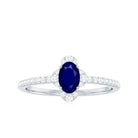 Rosec Jewels-Natural 0.6 Carat Blue Sapphire Oval Engagement Ring with Diamond