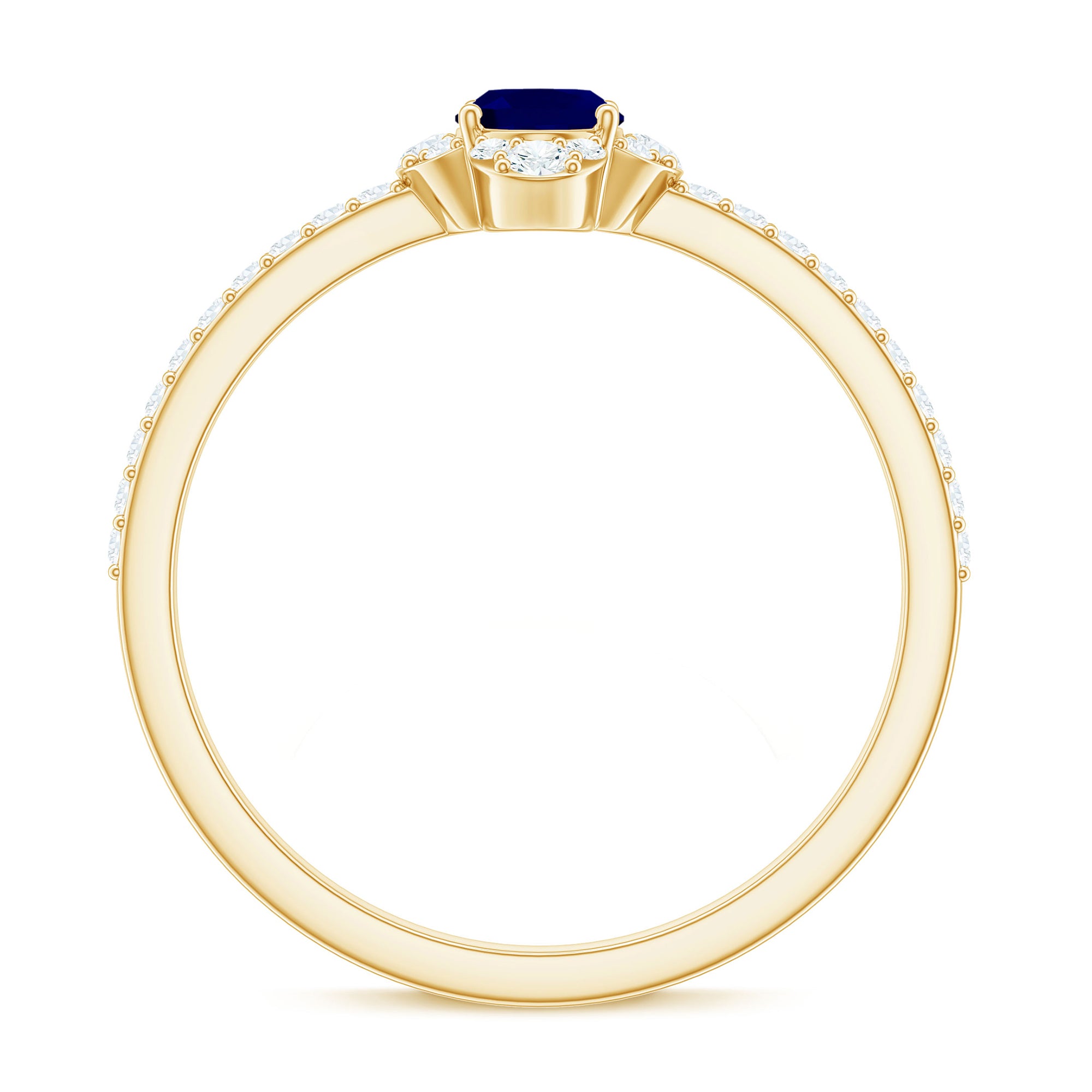 Rosec Jewels-Natural 0.6 Carat Blue Sapphire Oval Engagement Ring with Diamond