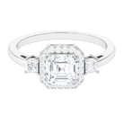 Asscher Cut Zircon Statement Engagement Ring AAAA - Rosec Jewels