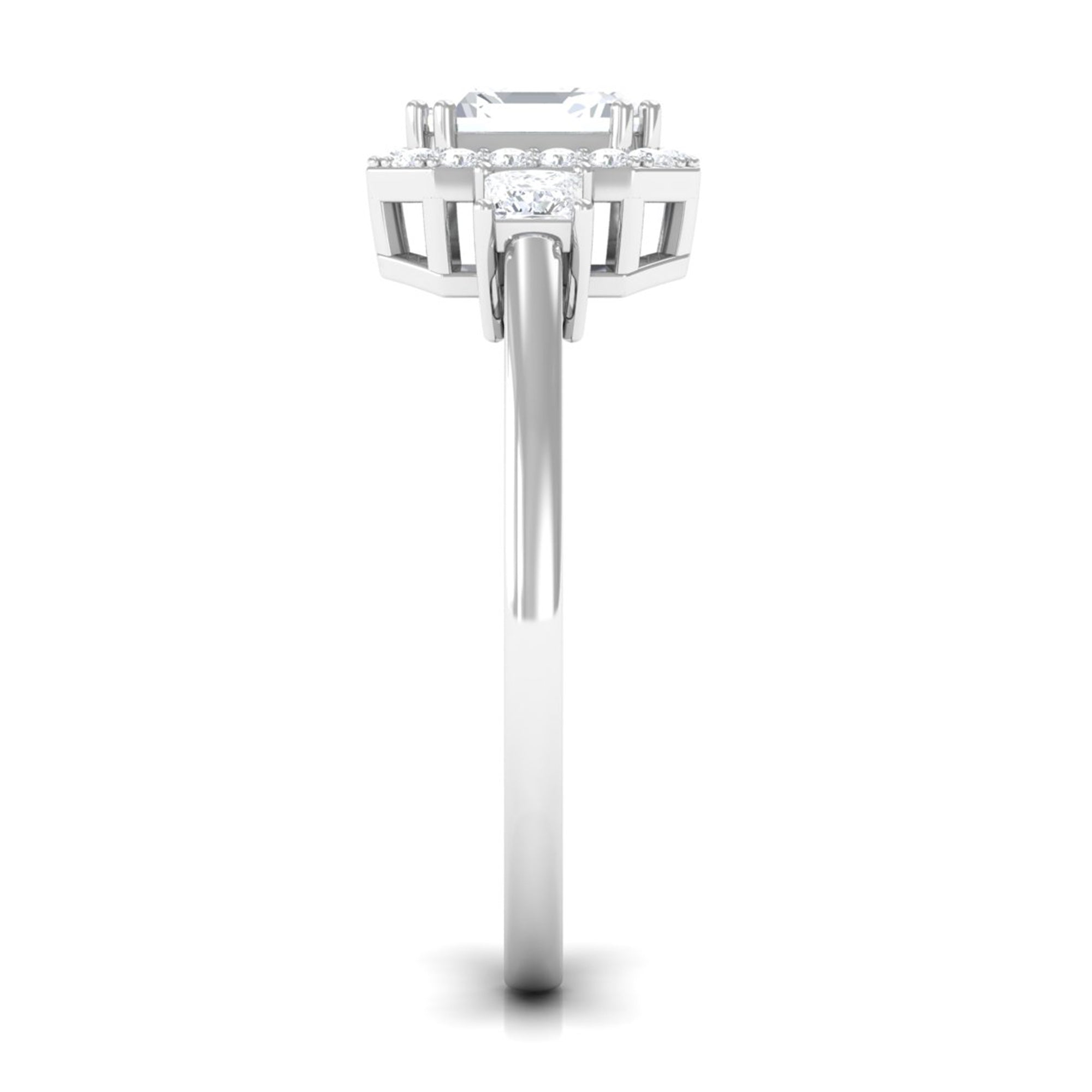 Asscher Cut Zircon Statement Engagement Ring AAAA - Rosec Jewels