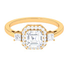 Asscher Cut Zircon Statement Engagement Ring AAAA - Rosec Jewels