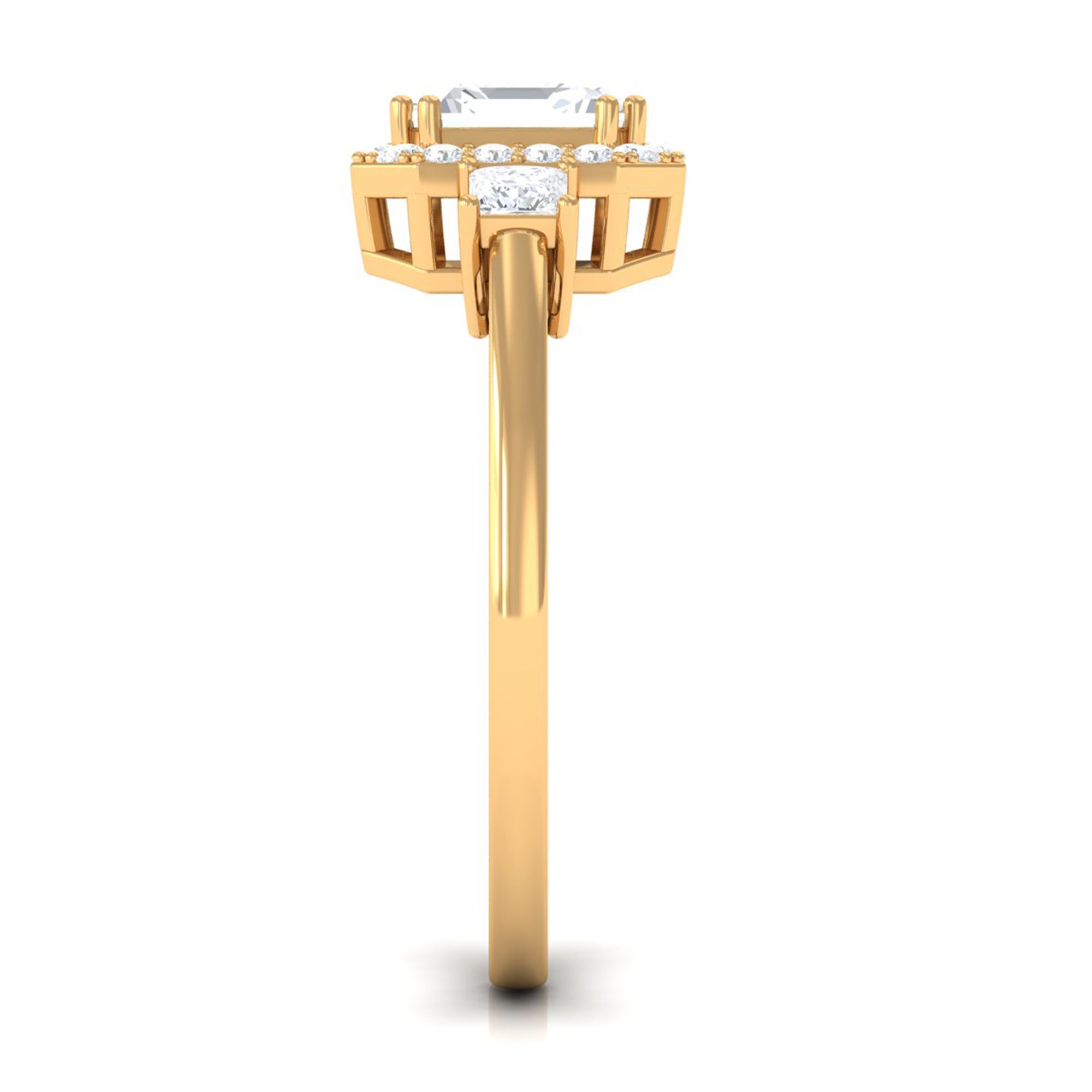 Asscher Cut Zircon Statement Engagement Ring AAAA - Rosec Jewels