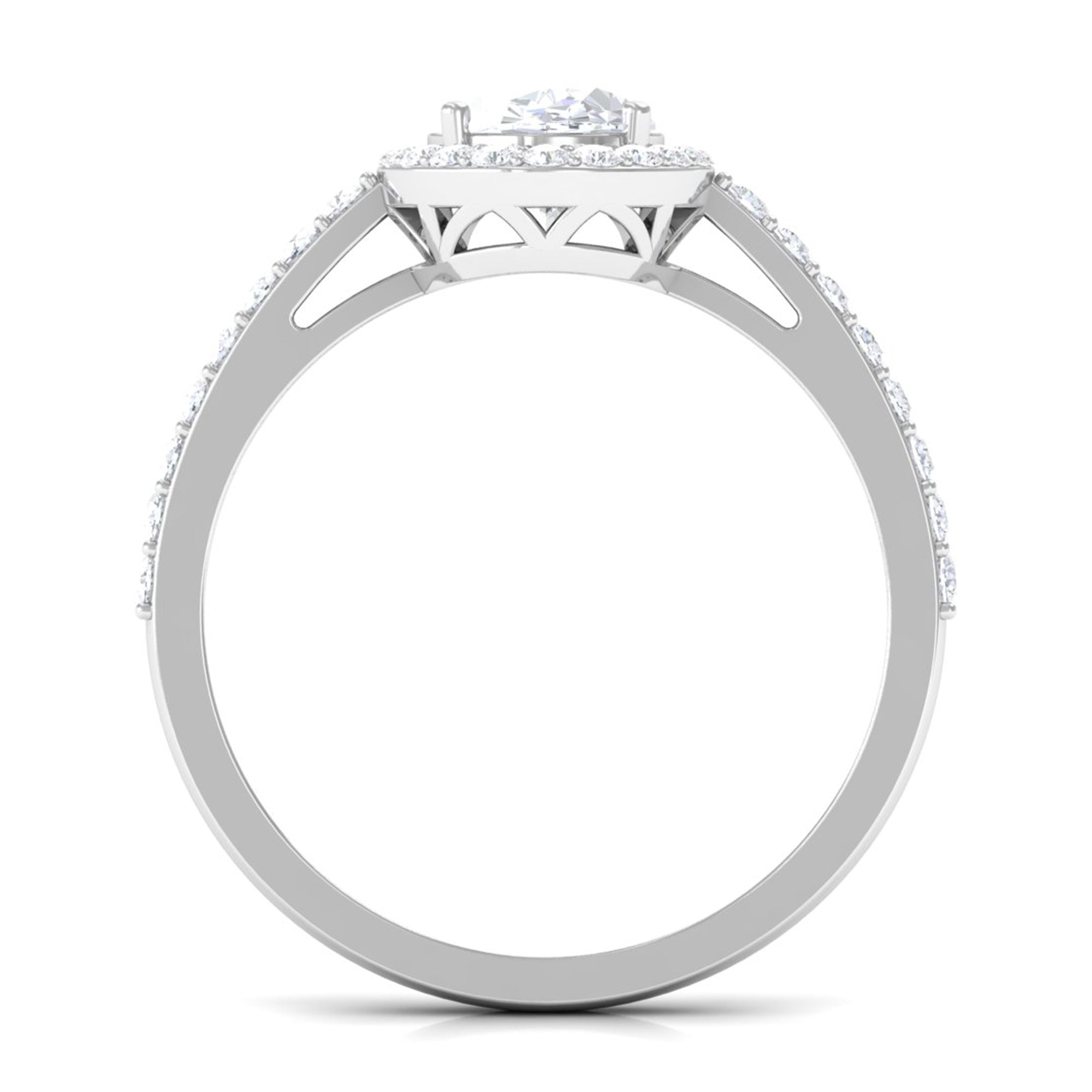 2.75 CT Simple Zircon Oval Engagement Ring with Halo AAAA - Rosec Jewels
