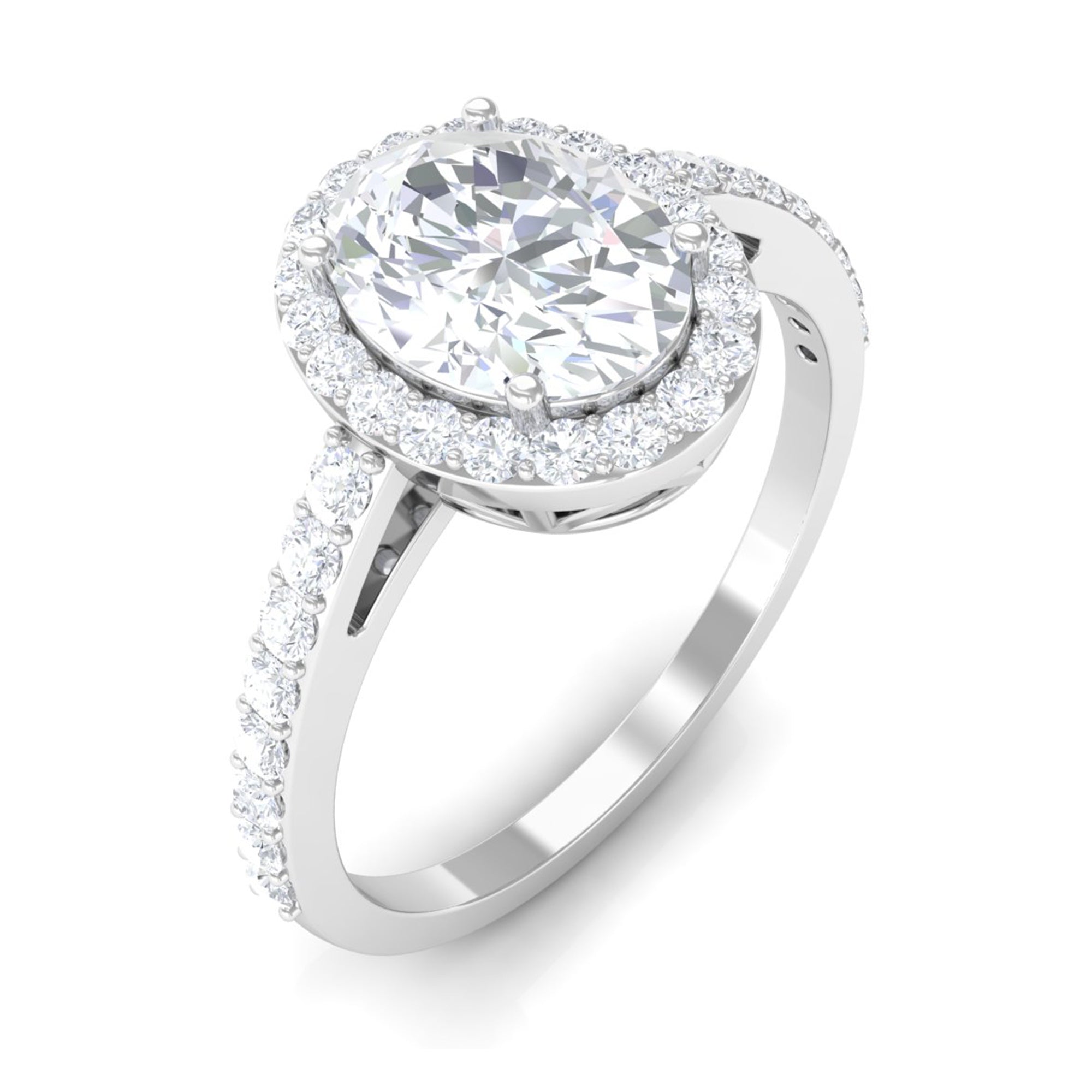 2.75 CT Simple Zircon Oval Engagement Ring with Halo AAAA - Rosec Jewels