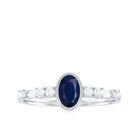 Vintage Looking Blue Sapphire Oval Engagement Ring with Diamond AAA - Rosec Jewels