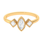 Beaded Bezel Set Zircon Three Stone Engagement Ring AAAA - Rosec Jewels