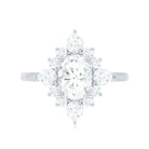 1 Carat Oval Zirconia Statement Engagement Ring with Halo AAAA - Rosec Jewels