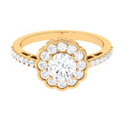 Cubic Zirconia Flower Engagement Ring with Side Stones AAAA - Rosec Jewels