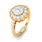 Cubic Zirconia Flower Engagement Ring with Side Stones AAAA - Rosec Jewels