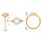 Rosec Jewels-Round Zircon Halo Engagement Ring with Split Shank
