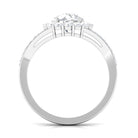 Rosec Jewels-Round Zircon Halo Engagement Ring with Split Shank