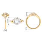 Rosec Jewels-Round Zircon Halo Engagement Ring with Split Shank