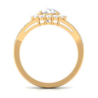 Rosec Jewels-Round Zircon Halo Engagement Ring with Split Shank