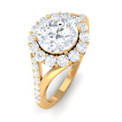 Rosec Jewels-Round Zircon Halo Engagement Ring with Split Shank