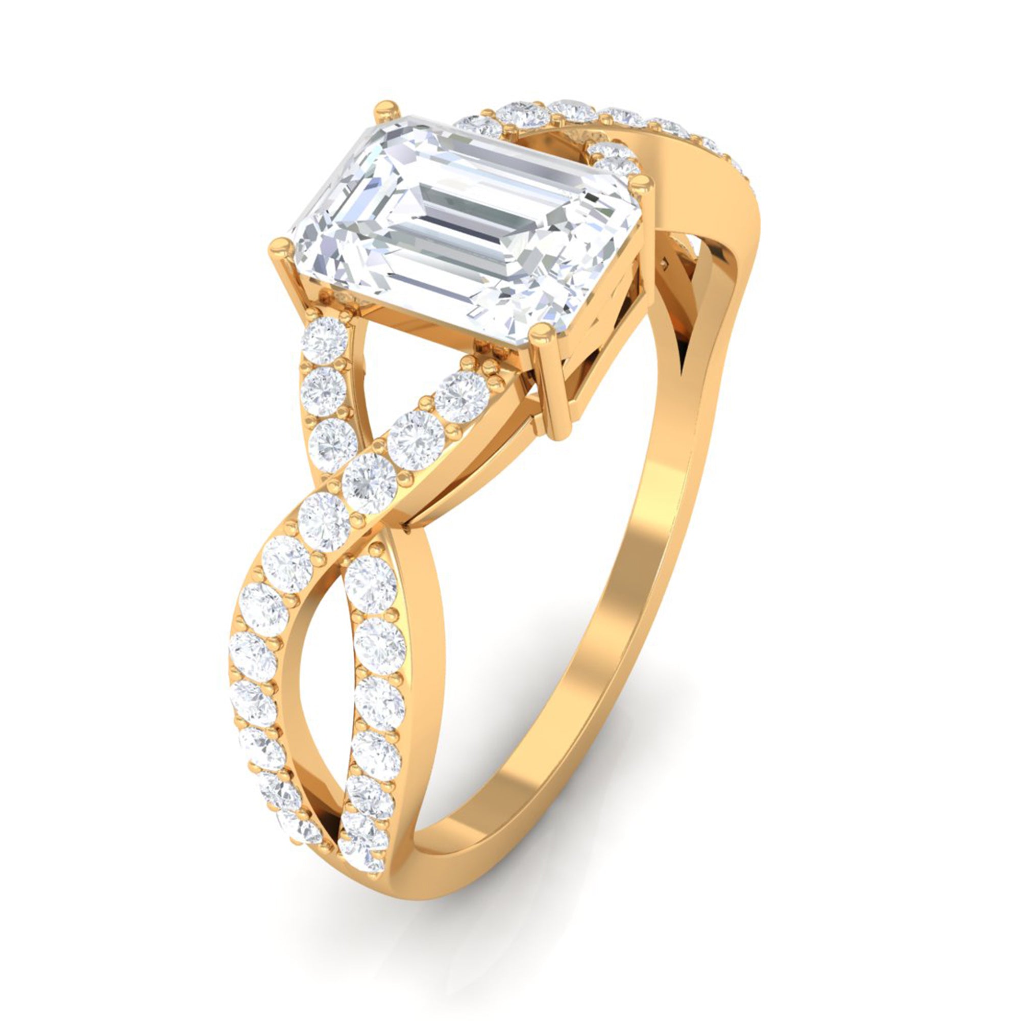 2.50 CT Octagon Cut Solitaire Zircon Crossover Engagement Ring AAAA - Rosec Jewels