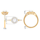 1.9 Carat Round Cubic Zirconia Halo Engagement Ring AAAA - Rosec Jewels