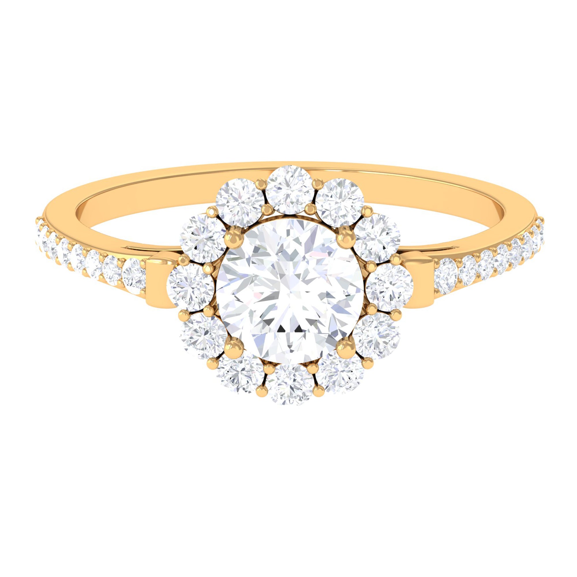1.9 Carat Round Cubic Zirconia Halo Engagement Ring AAAA - Rosec Jewels