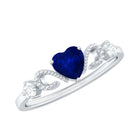 Rosec Jewels-Natural 0.6 Carat Blue Sapphire Heart Promise Ring with Diamond