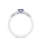 Rosec Jewels-Natural 0.6 Carat Blue Sapphire Heart Promise Ring with Diamond