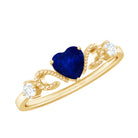 Rosec Jewels-Natural 0.6 Carat Blue Sapphire Heart Promise Ring with Diamond