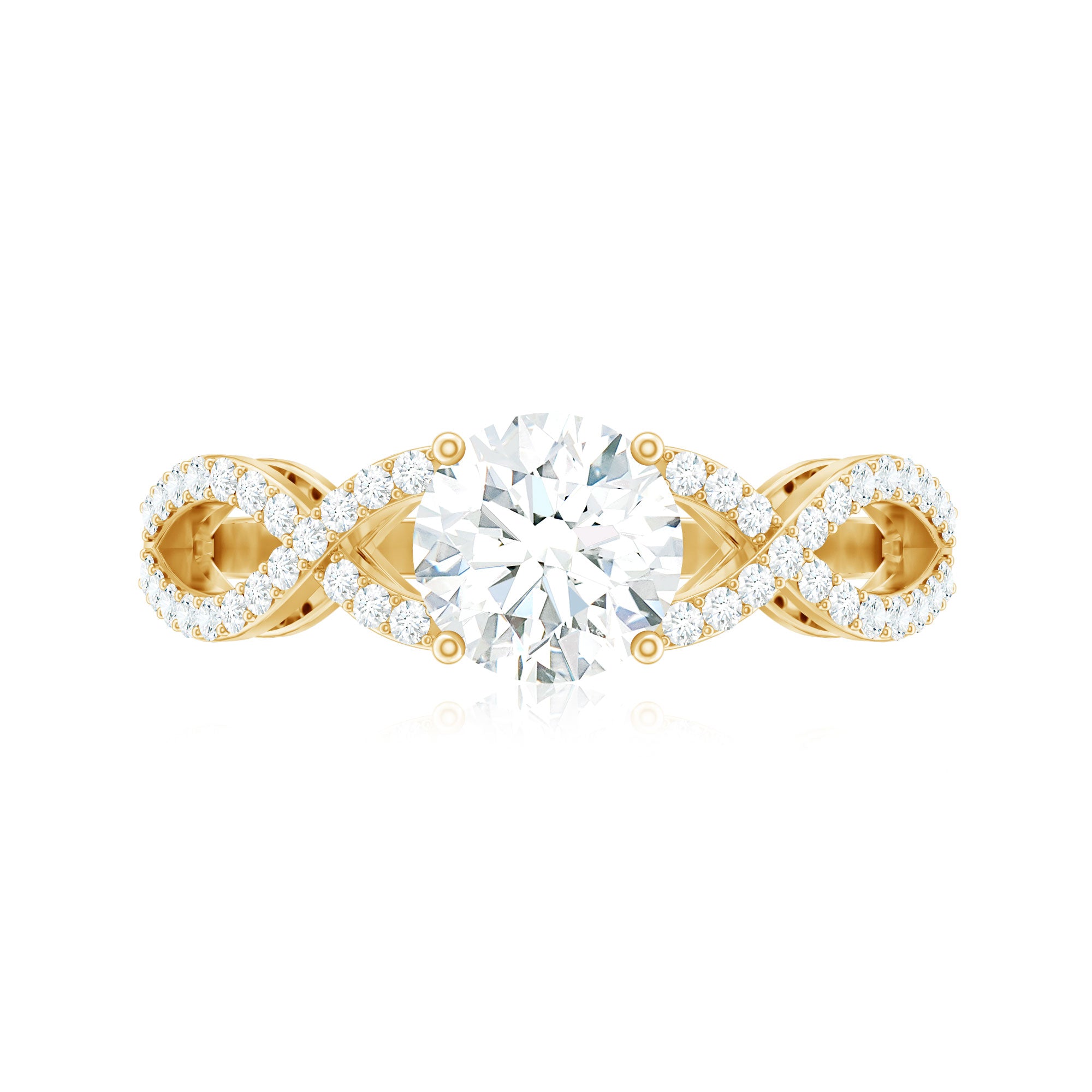 1.75 CT Round Cut Solitaire Zircon Crossover Engagement Ring AAAA - Rosec Jewels
