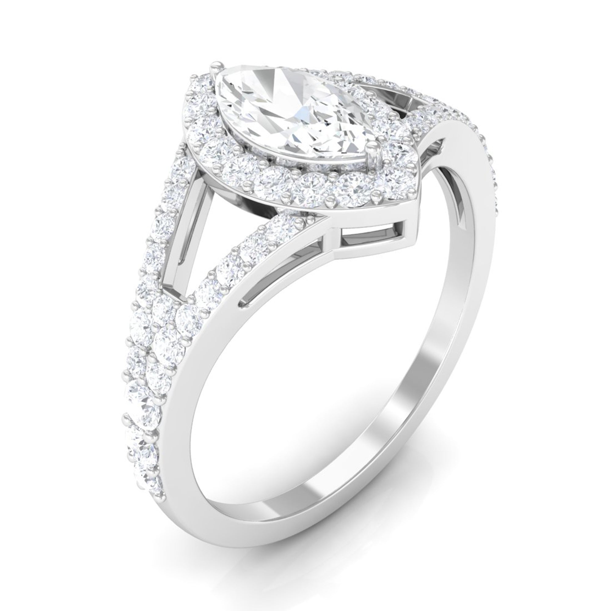 1.75 CT Split Shank Marquise Cut Zircon Engagement Ring AAAA - Rosec Jewels