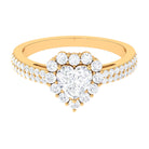 2 CT Zircon Heart Engagement Ring with Halo and Side Stones AAAA - Rosec Jewels